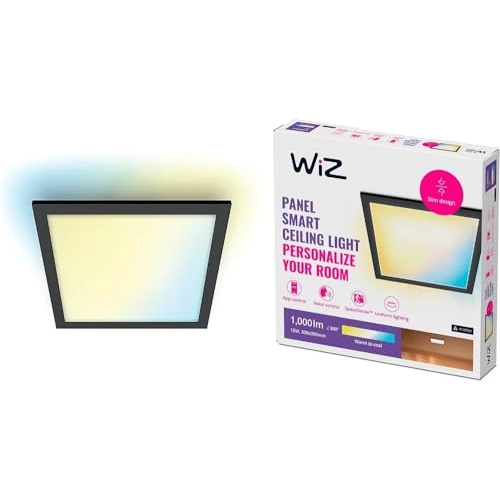 Offerta a tempo: WiZ Plafoniera Quadrata Smart WiFi, Luce bianca da calda a fredda, 12W, Nero, Tecnologia SpaceSense, Controllo Vocale (Alexa, Apple HomeKit, Google Home) - 29% da 69.99 € a 49.79 €