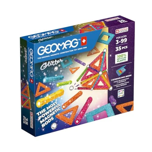 Limited-time offer: Geomag, Recycled Glitter, Magnetic Constructions With Glitter Effect, Colorful And Glittery Magnetic Bars, 35-Piece Pack, 100% Recycled Plastic, White from 17.63 £ to 16.87 £ (save 4%)
