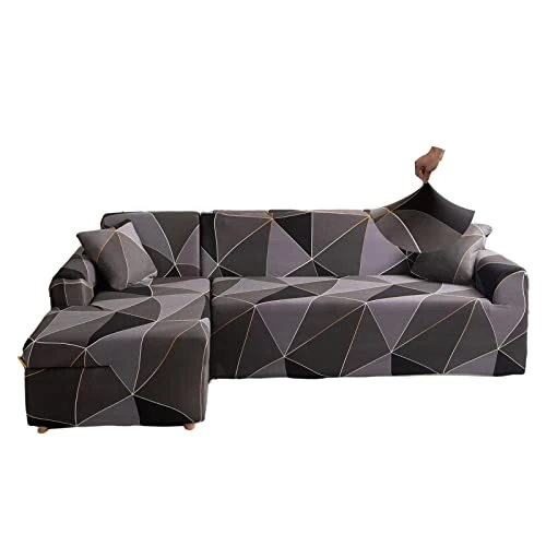 Zeitlich begrenztes Angebot: Jaotto Sofabezug Elastische Spandex Stretch Couchbezug für L-Form Sofa Überwürfe Universal Waschbar Sofaüberwurf 2er Antirutsch(1 Sitzer+2 Sitzer,Geometrie Braun) von 49.99 € auf 49.99 € (0.00% Rabatt)