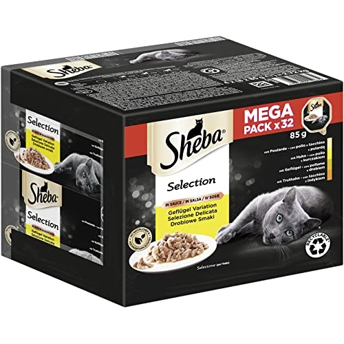 Oferta limitada: Sheba Selection in Sauce – Comida húmeda para Gatos en el Cuenco – Variación de Aves de Corral con poularde, Pollo, Aves de Corral y Pavo – 32 x 85 g de 22.99 EUR a 22.99 EUR (ahorro 24%)