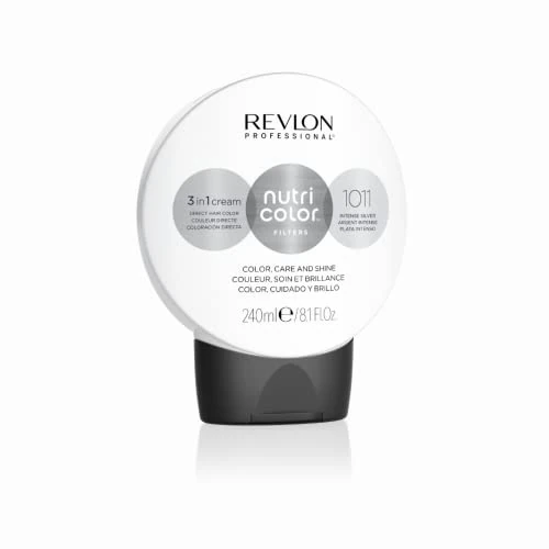 Zeitlich begrenztes Angebot: REVLON PROFESSIONAL Nutri Color FILTERS – METAL-ICE FILTERS 1011 Intensives Silber, 240 ml, Farbmaske mit INSTA-PIC-TECHNOLOGY, Tönungsmaske zur Farbauffrischung von Silbertönen, vegan von 14.28 € auf 13.66 € (4% Rabatt)