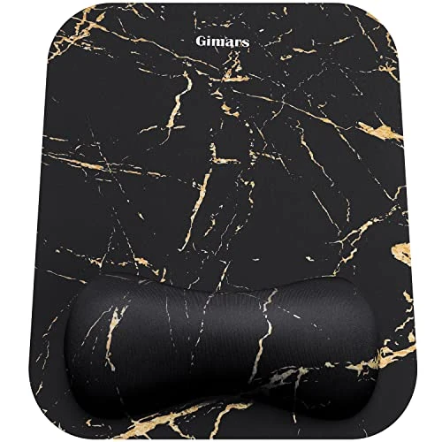 Gimars Mauspad mit Gelkissen, Ergonomisches Mousepad mit Handauflage, Gel Memory Foam Wasserdicht Mauspads mit Handgelenkauflage für Computer Laptop Offfice Heim, Marmor