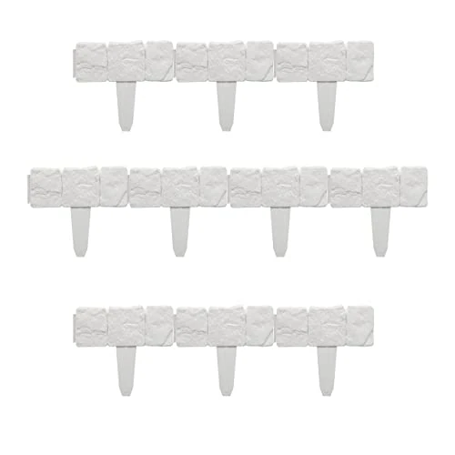 Relaxdays Bordure de Jardin, 23 x 25 x 2 cm, en Plastique, ressemblant à des Pierres, lot 10 éléments, Couleur Blanche