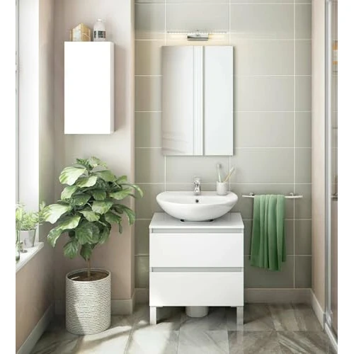 Offerta a tempo: Dmora - Mobile pensile Croskey, Armadietto sospeso, Mobiletto a muro, Armadio ausiliario multifunzione, 30x16 h60 cm, Bianco lucido - 45% da 68.99 € a 37.99 €