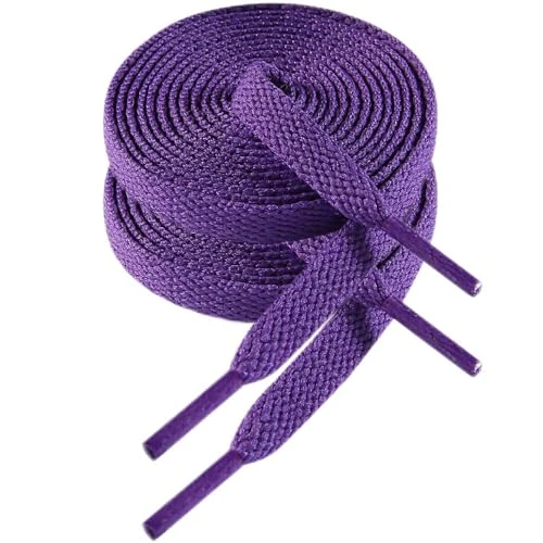 VSUDO 120 cm Purple Flat Trainer Laces, 8 mm Wide Trainers Shoelace, Replacement Sports Shoes for Women or Men (1 Pair)