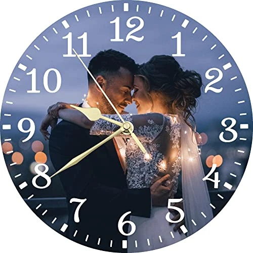 Offerta a tempo: S&H&OU Orologio da parete personalizzato, orologi da parete con foto per l'arredamento del soggiorno con foto, orologio da parete silenzioso per bambini, orologio da parete con foto personalizzata - 0.00% da 17.99 € a 17.99 €