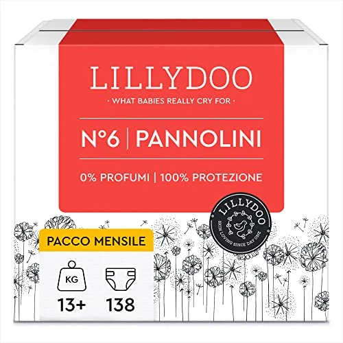 LILLYDOO Skin-Friendly Nappies Size 6 (13+ kg), Monthly Box (138 Nappies) (FSC-Mix) Old