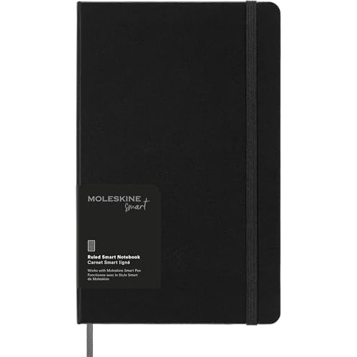 Moleskine Smart Notebook, Smart Writing System, Digital Notepad with Hard Cover, Ruled Pages and Elastic Closure, Size Large 13 x 21 cm, Colour Black