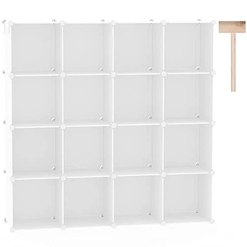 Limited-time offer: C&AHOME 16-Cube Storage Organizer Without Doors, Plastic Storage Cubes, DIY Closet Organizer, Modular Closet Storage Shelves Ideal for Home, Bedroom, Milky from 38.99 £ to 37.99 £ (save 3%)