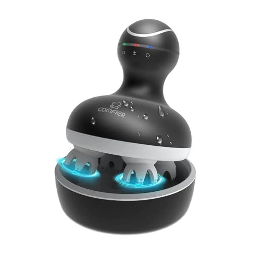 Offerta a tempo: Comfier Massaggiatore Testa Ricaricabile - Massaggiatore Cuoio Capelluto Elettrico Impermeabile 4 Modalità 4 Testine 84 Nodi di Massaggio, regali per donne/mamme/mogli - 22% da 39.99 € a 31.19 €