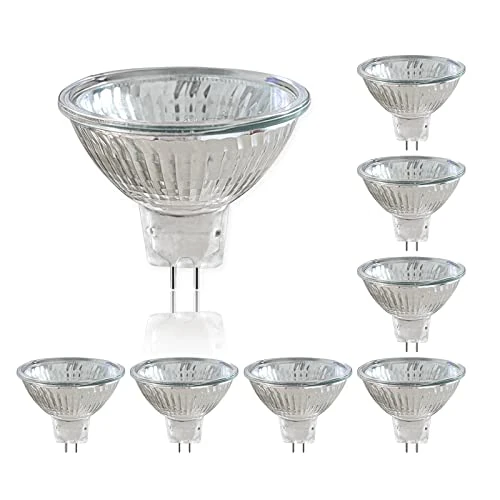 Caldarax 8 Pezzi Alogeno Faretti GU5.3 50W 12V, Dimmerabile Bianco Caldo 2700K, 660LM, Lampadina Alogena Dicroica con Riflettore, MR16 Faretto GU5.3 Base bi-pin, per illuminazione da incasso