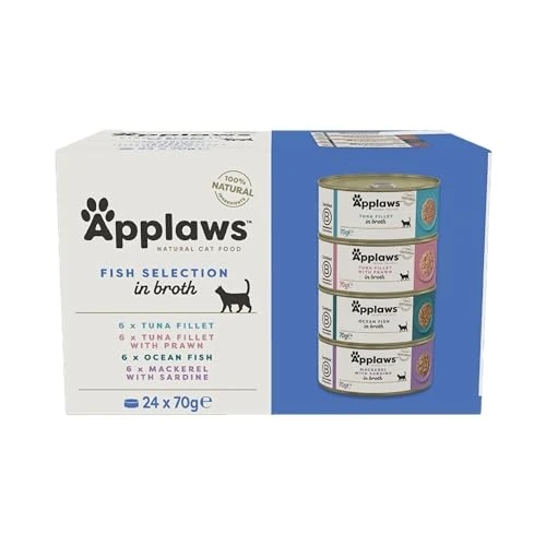 Limited-time offer: Applaws 100% Natural Wet Cat Food, Multipack Fish Selection in Broth 70g Tin (24 x 70g Tins) from 25.99 £ to 21.58 £ (save 17%)
