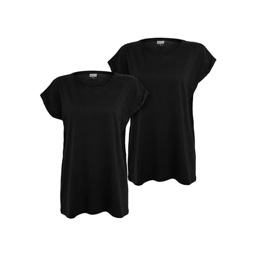 Urban Classics Ladies Extended Shoulder Tee 2-Pack T-Shirt, Noir et Noir, 5XL Femme