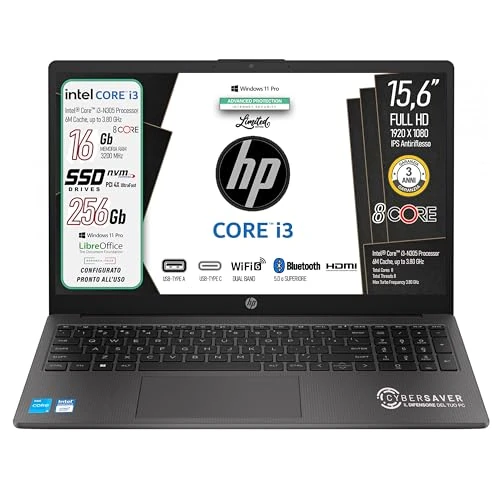 Notebook 15.6" AMD 5500U Ram 8GB SSD 256GB 6 Win 10 Zilver 4K7Z9EA