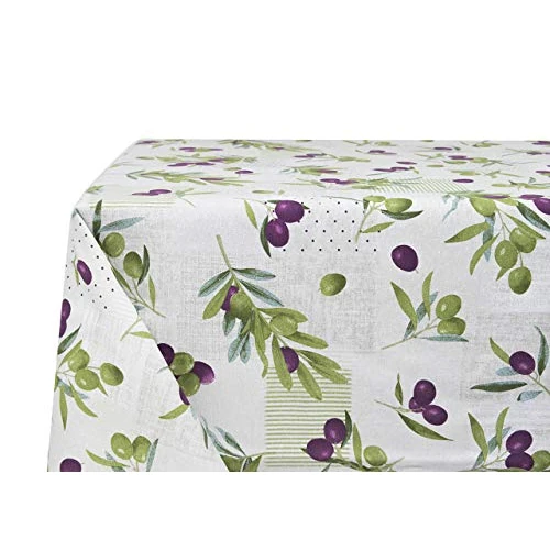 BIANCHERIAWEB Nappe de Cuisine avec Motif Olive RP, fabriquée en Italie, Nappe de Table en 100% Coton, 140 x 140 cm