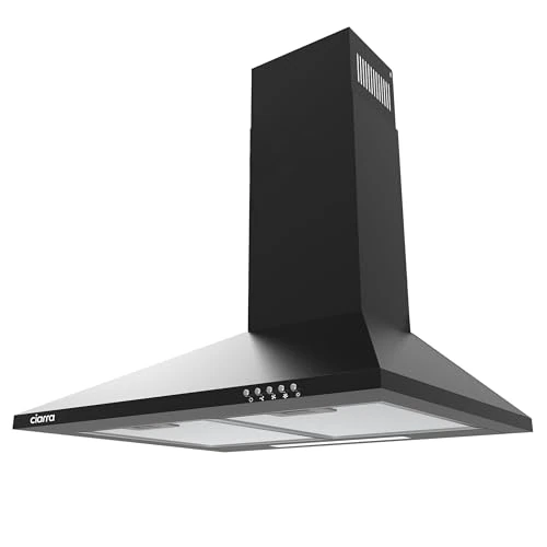 CIARRA CAB6201A Cooker Hood Black Chimney Range Hood 600mm Recirculating Duct Kitchen Ventilation Extractor Fan