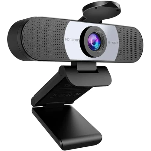 EMEET Full HD Webcam - C960 1080P webcam met objectiefafdekking & dubbel microfoon, 90° streaming camera met automatische lichtcorrectie, plug & play, voor Linux, Win10, Mac OS