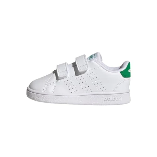 adidas Unisex Baby Advantage Lifestyle Court Two Hook-and-Loop Shoes, Cloud White/Green/Core Black, 9 UK Child