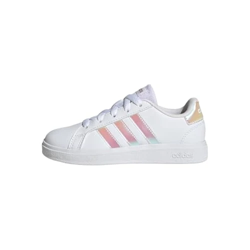 adidas Unisex Kinder Grand Court Lifestyle Lace Tennis Shoes, Cloud White / Iridescent / Cloud White, 35 1/2 EU