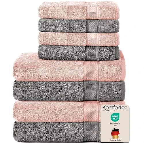 Offre limitée : Komfortec Ensemble de Serviettes 8 Pièces, 100% Coton de 49.99 € à 42.47 € (15% de remise)
