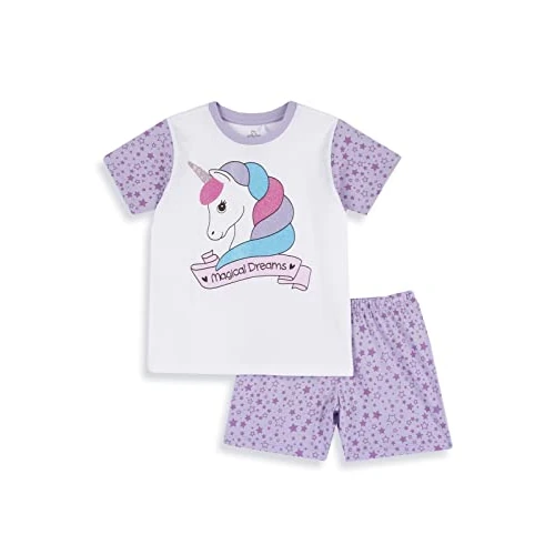 Chicco, Kurzer Pyjama mit Einhornmotiv aus Leichter Baumwolle, Mädchenpyjama, Designed in Italy