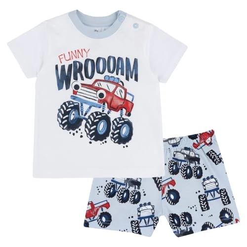 Chicco Korte pyjama met jeep in lichtgewicht katoen, Pyjama Kinderen en tieners, Wit, 6 jaar