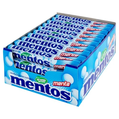 Mentos Roll Menta, Caramelo Masticable con Ingredientes Naturales, 38g