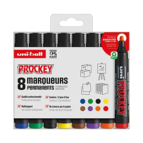 Oferta limitada: uni-ball Uni Prockey Uni Mitsubishi Pencil – Marcador permanente inodoro PM126 – Multisoporte, base de agua, sin olor, punta biselada ancha 5,7 mm – Paquete de 8 colores de 12.96 EUR a 12.96 EUR (ahorro 0%)