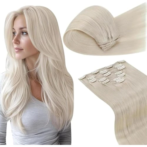 Oferta limitada: LaaVoo Extensiones Humain Pelo Natural Clip Platino 105g 7pcs 35cm Extensiones Cabello Humano Clip Blanco Riuon Liso #6/8/14 de 72.99 € a 72.99 € (ahorro 0.00%)