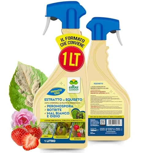 Offerta a tempo: Albagarden - Estratto di Equiseto per Piante - Effetto Fungicida - Protezione Naturale da Malattie Fungine come Peronospora, Oidio, Muffa Grigia, Botrite - Spray 1 L - 15% da 17.90 € a 15.22 €