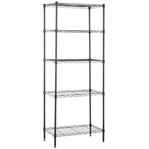 Oferta limitada: Amazon Basics Unidad de almacenamiento estrecha de 5 baldas con estantes ajustables en altura y patas niveladoras, sin ruedas, Negro, 58.9 cm x 34 cm x 152.4 cm (D x W x H) de 43.58 € a 43.58 € (ahorro 0.00%)