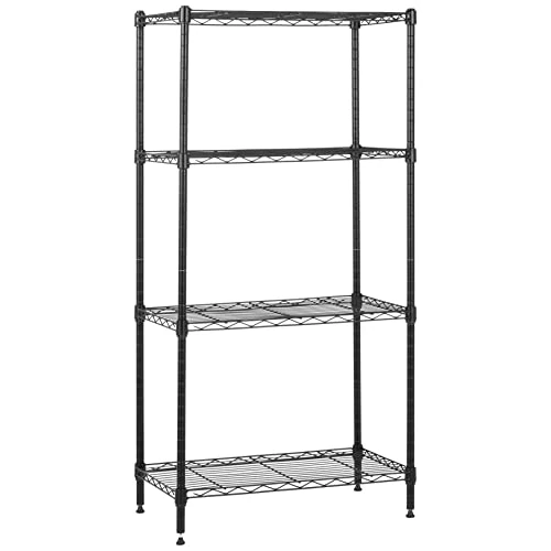Offerta a tempo: Amazon Basics Scaffaliera a 4 ripiani stretti, altezza dei ripiani e piedini di livellamento regolabili, peso massimo 363 kg, Nero, 34 x 59 x 122 cm (D x W x H) - 23% da 55.99 € a 42.92 €