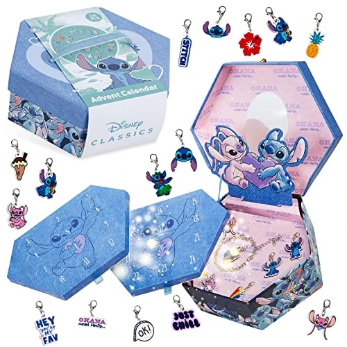 Limitiertes Angebot: Disney Stitch Adventskalender 2025 Kinder Schmuck Weihnachtskalender order Adventskalender zum Befüllen Countdown Kalender für Teenager Kinder (Blauer Schmuck) von 29.99 EUR auf 19.49 EUR (Spare 35%)