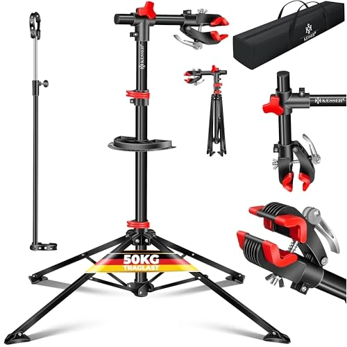 Oferta limitada: KESSER® Caballete de reparación de bicicletas, Caballete profesional de reparación de bicicletas + bolsa, Caballete de reparación de bicicletas hasta 50 kg, Caballete de montaje de bicicletas de 57.80 € a 57.80 € (ahorro 0.00%)