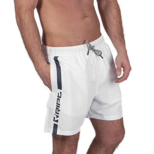 RIPT Herren Essentials Badeshorts schnell trocknend UV 50 Sonnenschutz Badehose, Weiß/Marineblau, XXL