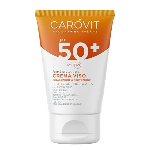Offerta a tempo: Carovit Crema Viso SPF 50+, Protegge da UVB e UVA, Crema Solare Idratante per Pelli Sensibili, 50 ml - 9% da 20.90 € a 18.99 €
