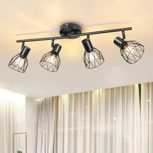 Begrenztes Angebot: Led Deckenstrahler Schwenkbar 350°, Deckenleuchte E14 4 Flammig Schwarz, Spotleuchte Wand, Deckenlampe Spots Led, LED Wandstrahler für Küche, Wohnzimmer, Schlafzimmer, Nein E14 Leuchtmittel von 33.49 EUR auf 33.49 EUR (Rabatt 0%)