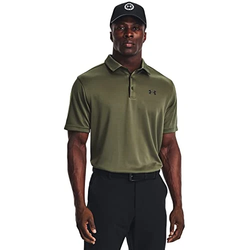 Offerta a tempo: Under Armour Uomo Tech Polo Manica Corta Leggera, Traspirante e ad Asciugatura Rapida, Maglietta Polo Casual con abbottonatura a 3 Bottoni e Colletto,Marine OD Green/Black,XS - 0.00% da 45.00 € a 45.00 €