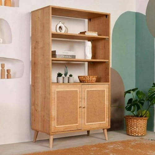 Offerta a tempo: Dmora - Libreria Lyndra, Scaffale da ufficio, Mobile portalibri, Biblioteca, 90x40h110 cm, Quercia - 38% da 403.99 € a 249.99 €