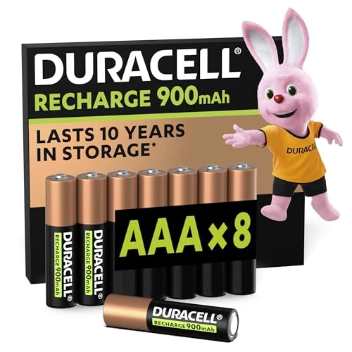 Offerta a tempo: Duracell Batterie Ricaricabili AAA (confezione da 8), 900 mAh NiMH, pre, caricate, batterie per lunga durata - 15% da 27.99 € a 23.79 €