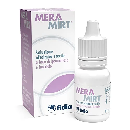 Fidia Farmaceutici MERAMIRT Collirio - Soluzione Oftalmica Sterile a Base di Ipromellosa e Inositolo - Flacone da 8 ml - Stress Visivo da Digital Device