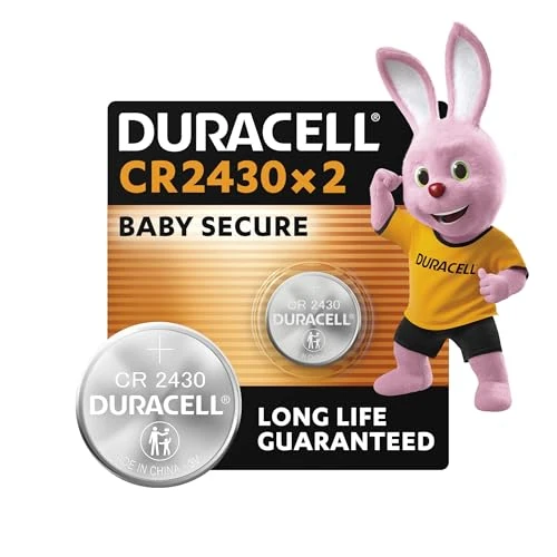 Duracell 2430 Pilas de botón de litio 3V (paquete de 2) - Larga duración garantizada - Para llaves remotas, mandos y relojes deportivos - Embalaje Baby Secure - Garantía de 10 años en su envase