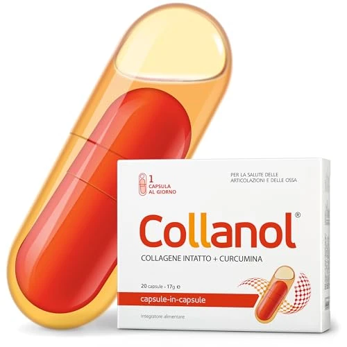Collanol: salvaguardia della salute articolare. Formula liquida in capsula doppia. Collagene 3D + curcumina micellare. 1 caps al giorno (20 capsule)