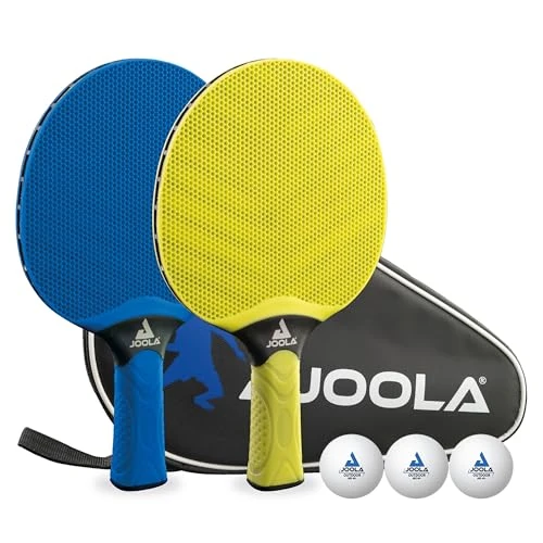 Offerta a tempo: JOOLA Set De Ping Pong Vivid Outdoor, 2 Racchetta 3 Pale 1 Borsa Portable Da Tennis Tavolo, Lime Blu, 6 pz — 43% da 34,90 € a 19,90 €