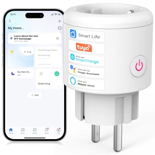 Limitiertes Angebot: SURFOU WLAN Steckdose mit Strommessgerät, Smart Home Zeitschaltuhr Steckdose, 2.4 GHz WiFi Smart Plug Funktioniert mit Alexa, Google Home, Sprachsteuerung, Fernzugriff, Kein Hub Notwendig von 9.99 EUR auf 9.99 EUR (Spare 0%)