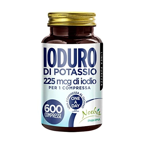 Offerta a tempo: Ioduro di Potassio 600 Compresse - 225 mcg di Iodio per 1 Compressa - Alto Dosaggio - Normale Funzione della Tiroide - Fornitura di Lunga Durata - 0% da 26.90 € a 26.90 €