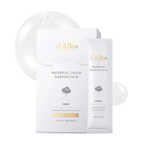 d’Alba Paquete de Mascarilla Nocturna Vegana con Trufa Blanca Italiana, Sérum Facial sin Aclarado para Piel Seca y Sensible, Cuidado de la Piel Coreano (4 ml x 12 unidades)