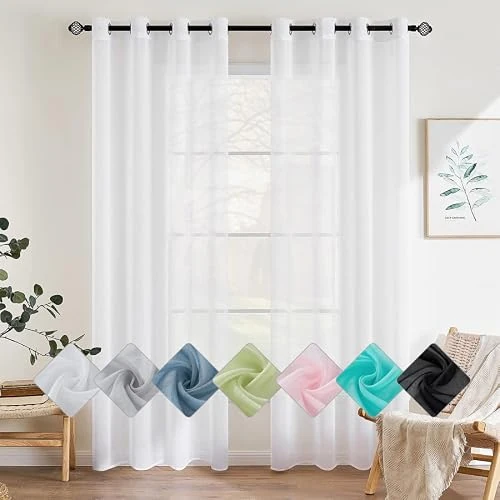Offerta a tempo: EMEMA 2 Pannelli Tende Con Occhielli Trasparenti Bianco Voile A260xL140cm - 0.00% da 18.99 € a 18.99 €