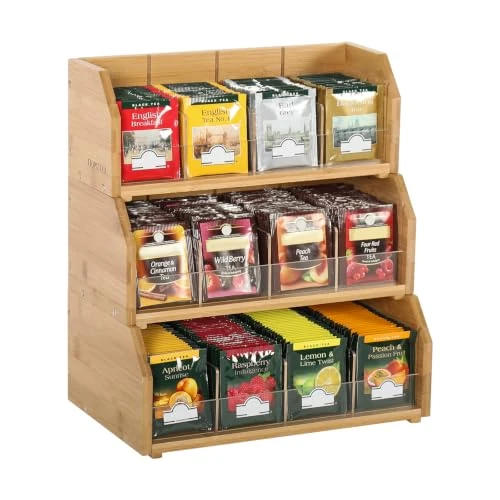 Oferta limitowana: Bambusowy Organizer do Torebki Herbaty - 3-Warstwowy Pojemnik na Herbatę, Uchwyt do Przechowywania, Można Układać w Stos, Drewniany Stojak na Blat z 355.15 zł na 355.15 zł (oszczędź 0.00%)