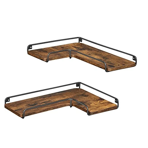 Zeitlich begrenztes Angebot: VASAGLE L-förmiges Eckregal, 2er Set, Wandregal, Industrie-Design, für Wohnzimmer, Schlafzimmer, Küche, vintagebraun-schwarz LLS831B01 von 17.99 € auf 12.81 € (29% Rabatt)